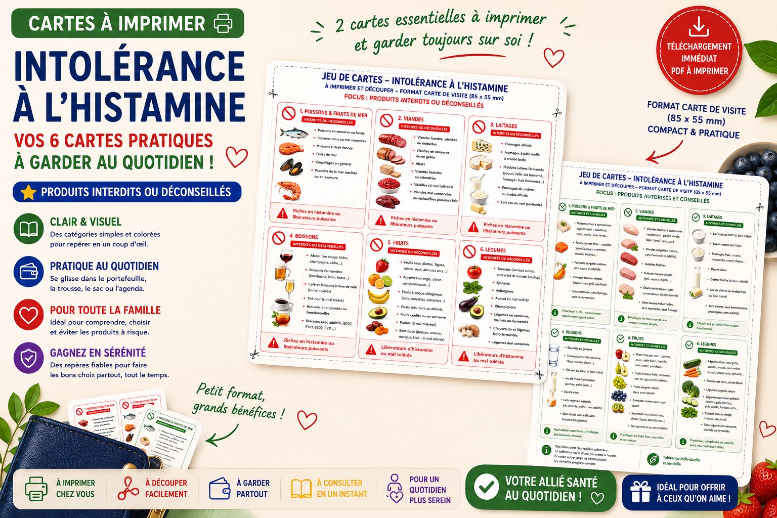 Aperçu des cartes à imprimer intolérance à l’histamine